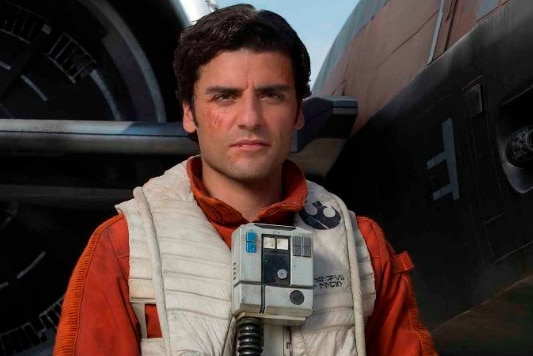 Oscar Isaac dressed in the role of Poe Dameron.
