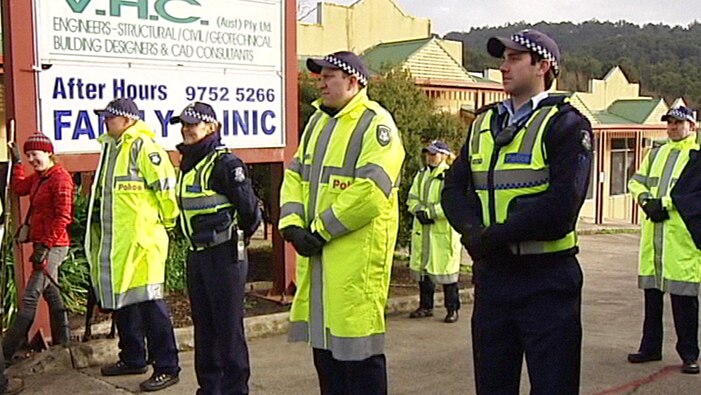 Police deployed at proposed McDonald's site in Tecoma