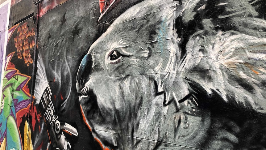 A large painting of a koala in Hosier Lane.