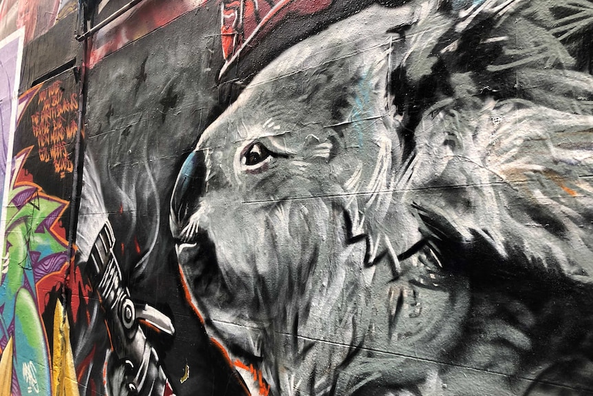 A large painting of a koala in Hosier Lane.