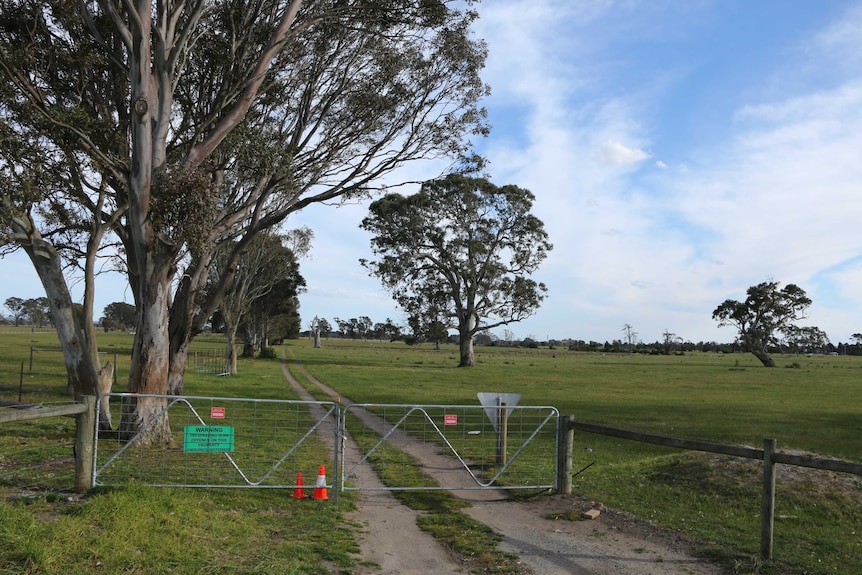 Picture of the gate and fields in Keysborough