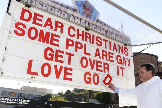 Dear Christians sign outside Gosford Anglican Church