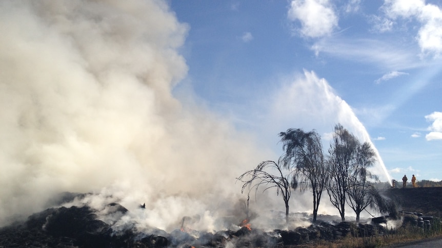 Tyre fire at a recycling depot in Longford