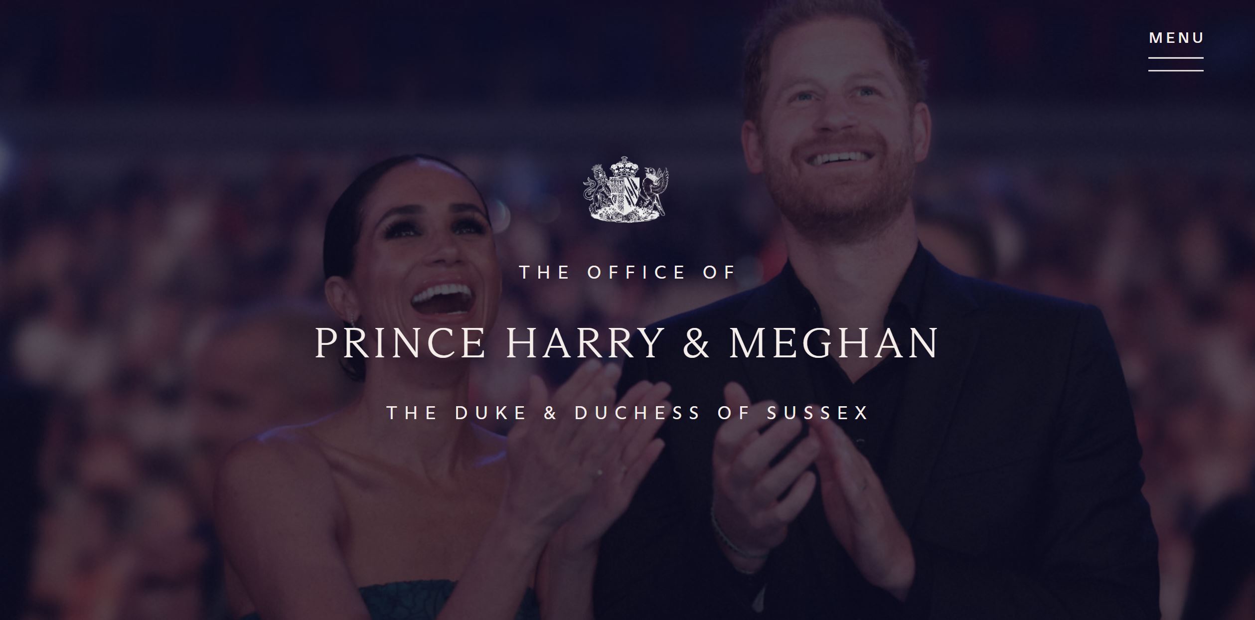 A screenshot of Prince Harry and Meghan's website sussex.com.