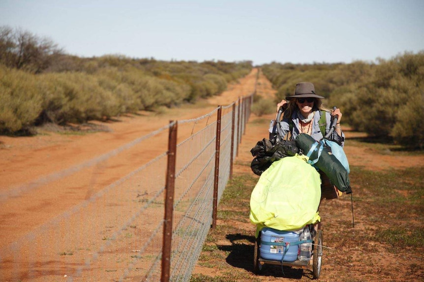 A photo of Lindsey Cole who walked along the rabbit-proof fence