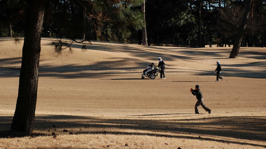 People play golf at Kasumigaseki Country Club in Saitama Prefecture, Japan on January 25, 2017.