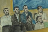 A court sketch of six Australians charged with planning to sail to the Philippines to encourage Muslim militants.