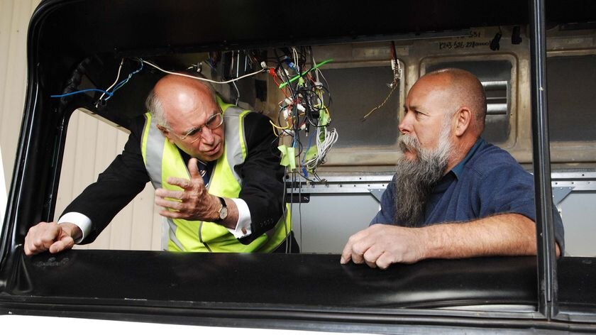 John Howard talks to auto electrician Peter Hunter