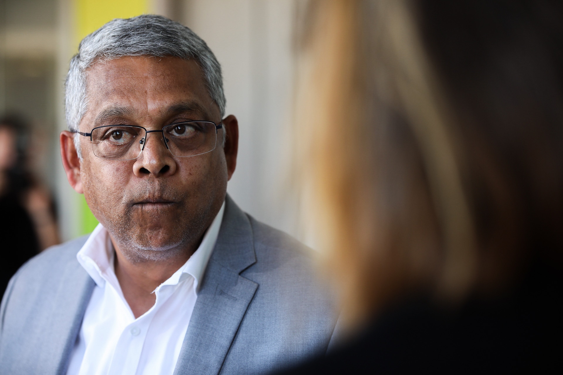 Jagadish Krishnan speaks to reporters.