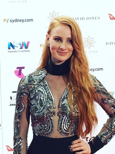 Vera Blue wears a sequin dress on the ARIA Awards red carpet