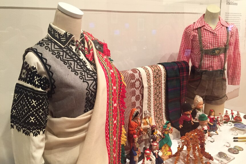 Costumes on display at the exhibition Tasmanian Museum and Art Gallery's (TMAG) Snapshot Photography and Migrant Women: A Tasmanian Experience March 17, 2016