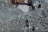 A drone is being used to capture aerial photos of Arctic ice.