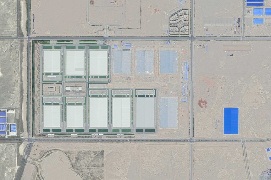 A satellite image of the Litai factory in Korla
