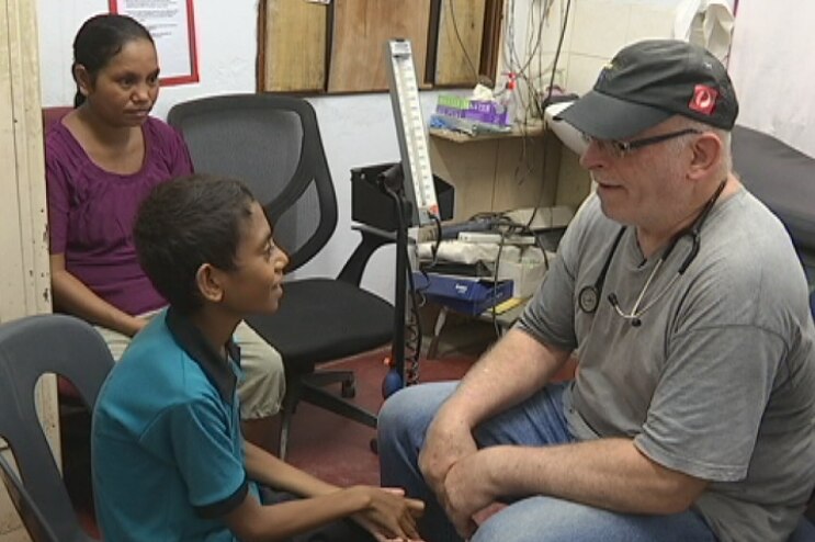 Jeca Pereira with 'Dr Dan' Murphy at a medical check-up, after a life-saving operation.