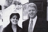 Monica Lewinsky and Bill Clinton in the oval office