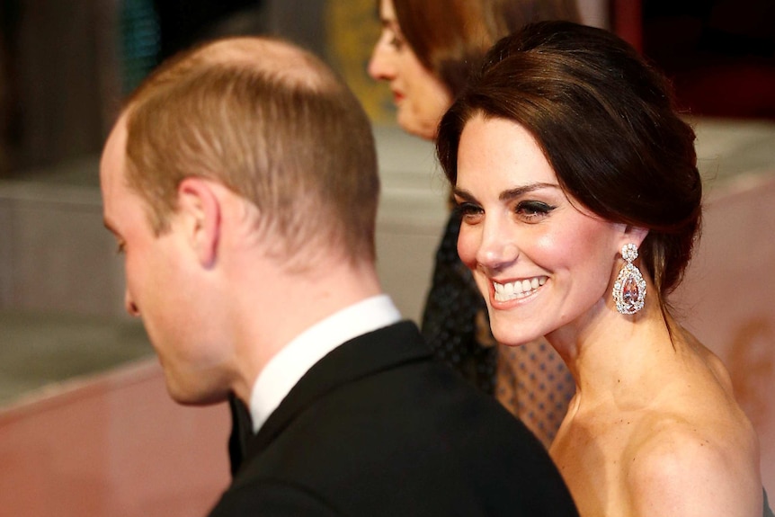 Britain's Prince William and Catherine, the Duchess of Cambridge arrive for the British Academy of Film and Television Awards