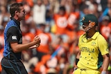 Tim Southee and David Warner face off