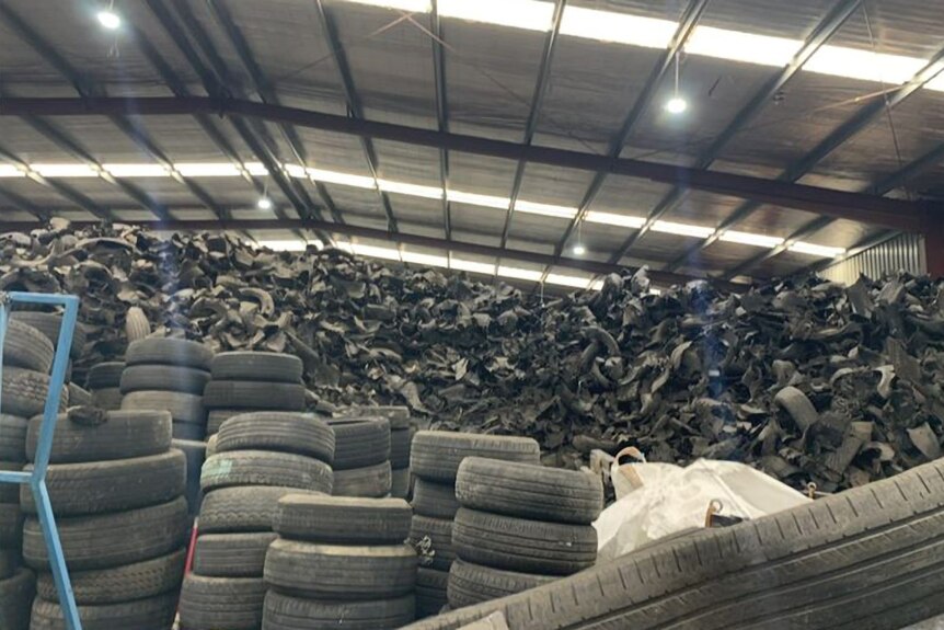 a warehouse full of thousands of tyres 