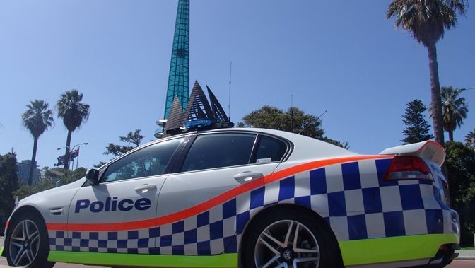 WA police concept car parked outside Bell tower