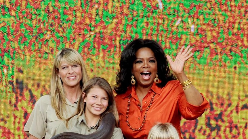 Oprah Winfrey shares the stage with Terri, Bindi and Bob Irwin