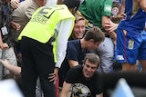 Fans scramble in fence collapse at Newcastle Jets game