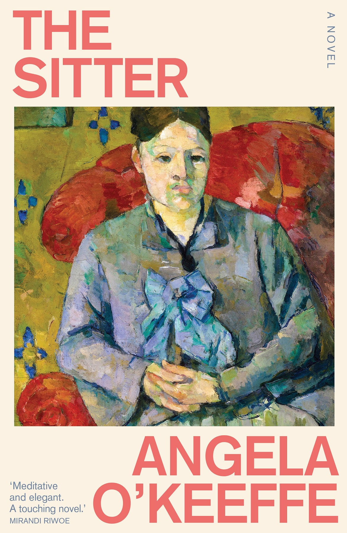A book cover showing a painted portrait of a woman sitting in a chair