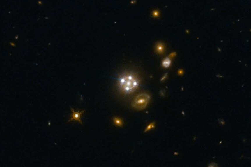 Hubble image showing a perfect cross formation