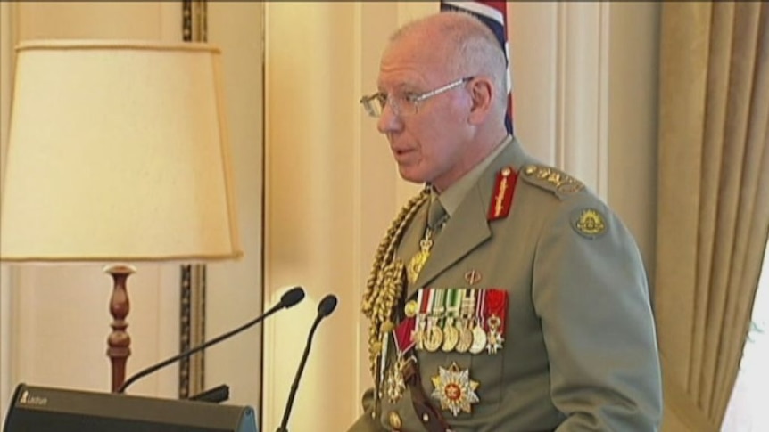 General David Hurley speaks at the VC ceremony