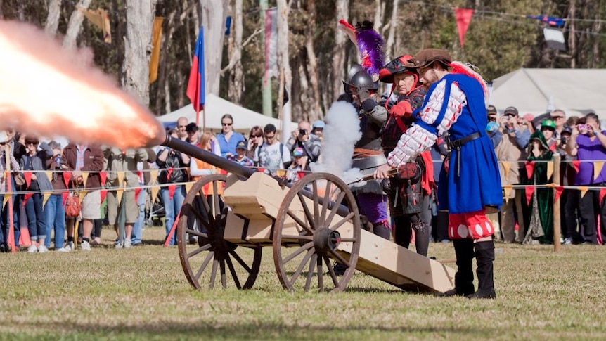 Cannon fires at Abbey Medieval Festival