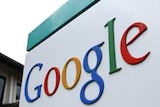 Google logo outside headquarters.