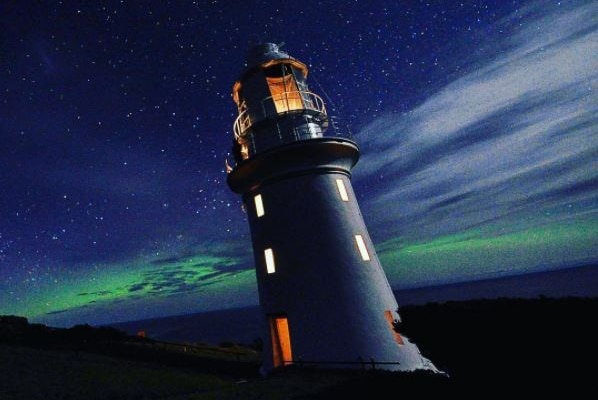 Maatsuyker Island lighthouse and Aurora Australis.