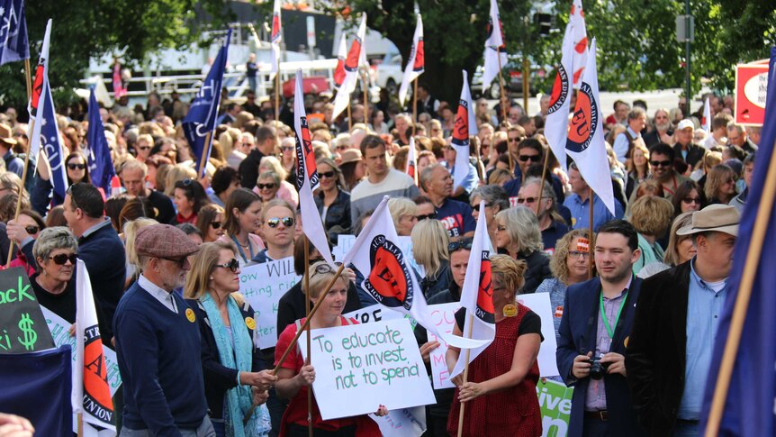 Thousands protest at Hobart's Parliament House