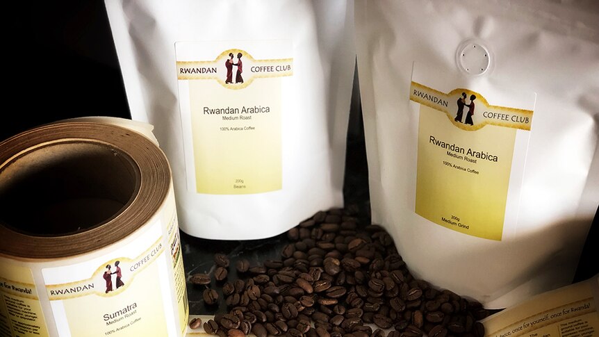 Packets of Rwandan coffee
