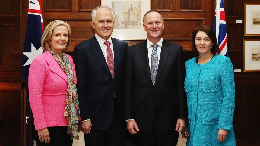 Australian Prime Minister Malcolm Turnbull and his wife Lucy meet with New Zealand prime minister John Key and his wife Bronagh