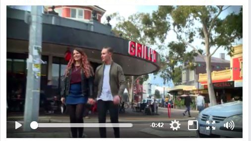 Screenshot of a Facebook video campaign targeting graffiti depicting a man and a woman on a Leederville street.