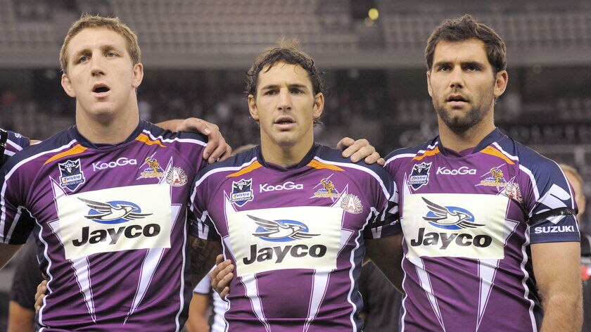Brothers in arms...while Ryan Hoffman (l) is leaving the club, the Storm still have Billy Slater and Cam Smith at their core.