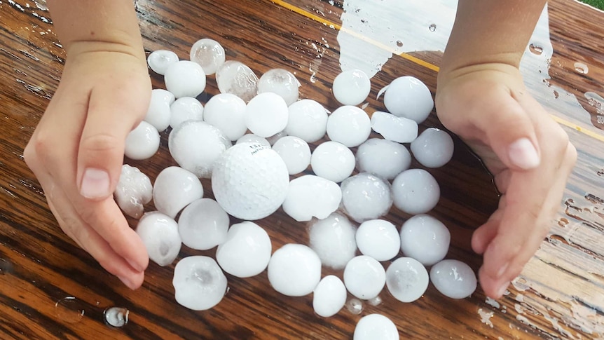 Hailstones collected  in Adelaide
