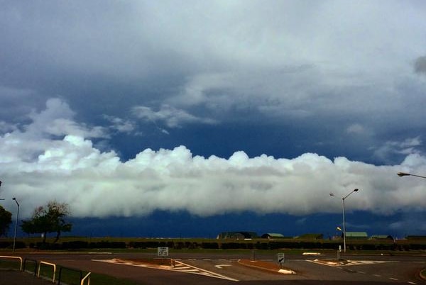 Monsoonal clouds sit low in the Darwin sky.