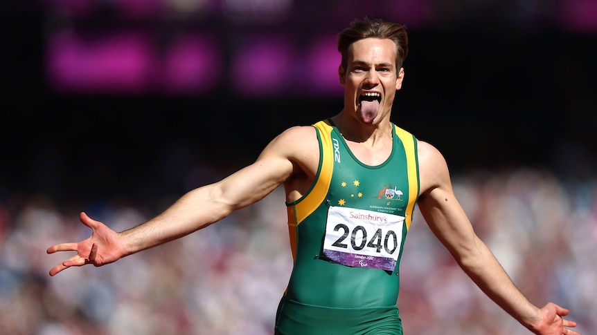 Australia's Evan O'Hanlon wins the Men's 200m T38 final at the London Paralympics.