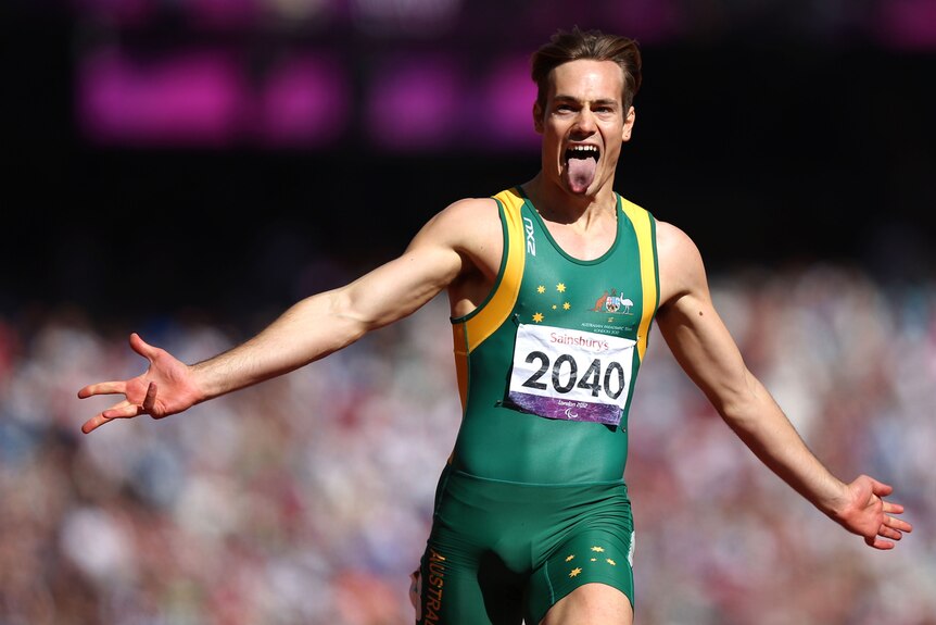 Australia's Evan O'Hanlon wins the Men's 200m T38 final at the London Paralympics.