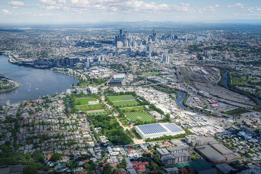 An aerial shot of Breakfast Creek Indoor Sports Centre