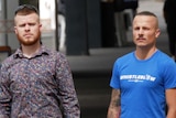 James Warden and co-accused Arkadiusz Swiebodzinski stand on a street corner in Perth as they return to trial.