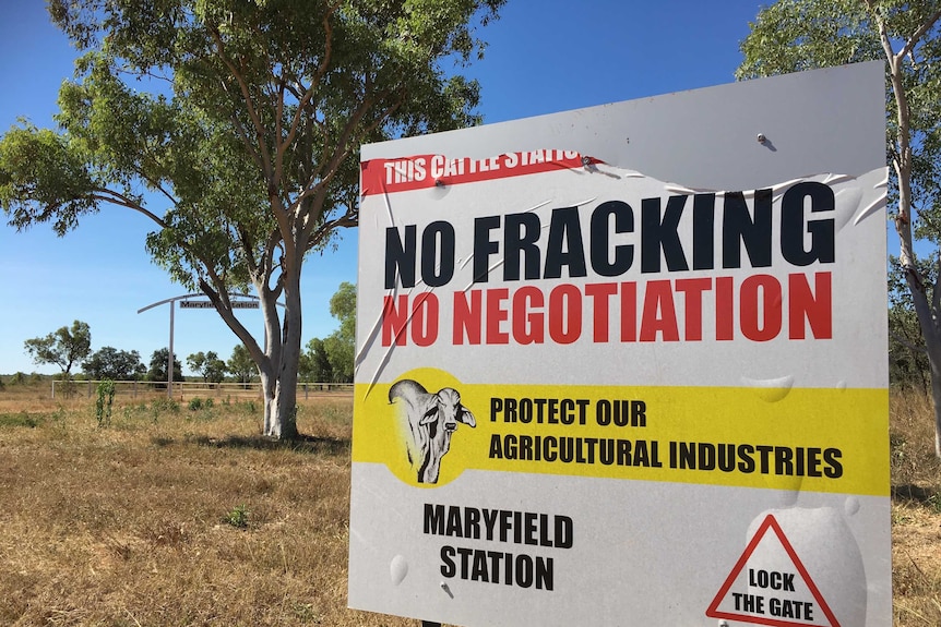 A sign reads "no fracking, no negotiation"