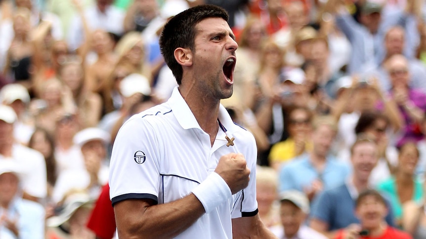 Novak Djokovic overcame a stuttering start to the match to edge Marcos Baghdatis in three sets (file photo)