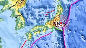 A USGS map shows the epicentre of a 6.0-magnitude earthquake which struck off the coast of Japan on September 15, 2011.