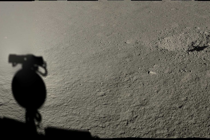 Shadow of Yutu-2 rover on the far side of the Moon