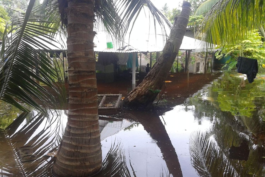 Flooding caused by king tides at Ambo village, South Tarawa island, Kiribati.