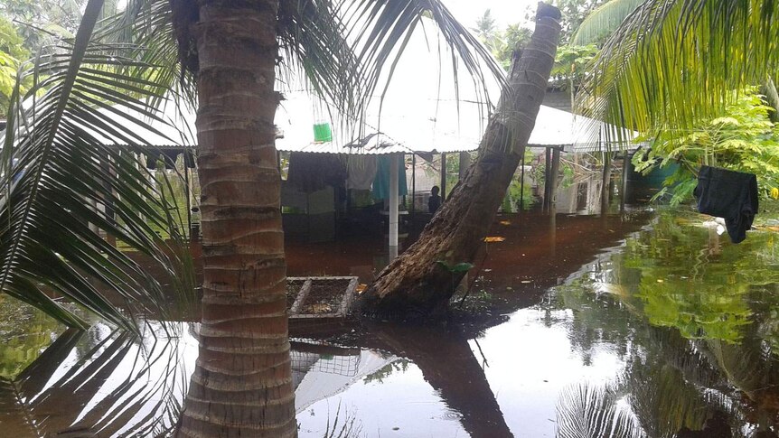 Flooding caused by king tides at Ambo village, South Tarawa island, Kiribati.