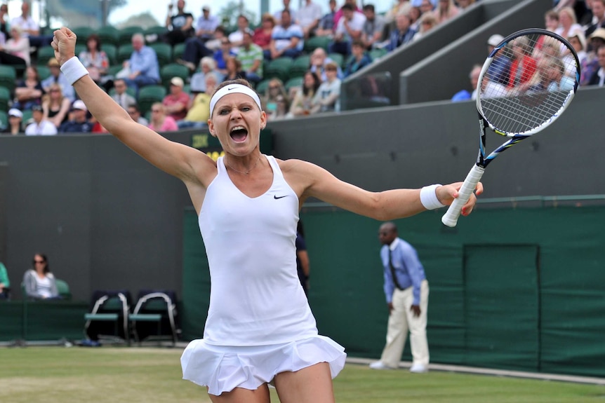 Lucie Safarova celebrates a victory