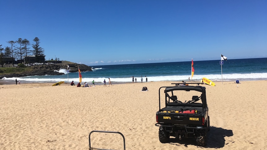 Lifesaving equipment on a beach on a glorious sunny day.,